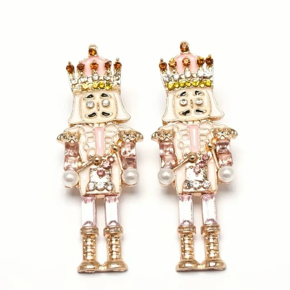 Jewelry - Nutcracker Pink and Gold Earrings Holiday Festive